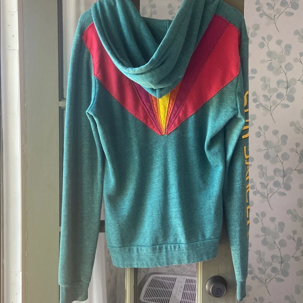 AVIATOR NATION Rare Sunburst style Sundancer Hoodie Teal Green Medium - Picture 2 of 9